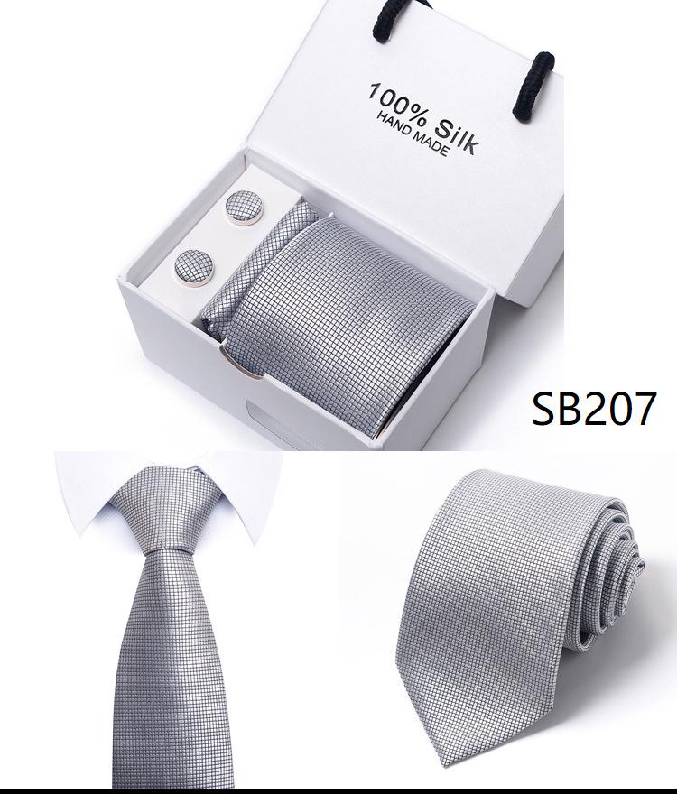 Men's 1200-Needle High-Density Business Stripe & Paisley Tie Set - 6 Piece Groom & Wedding Gift Box
