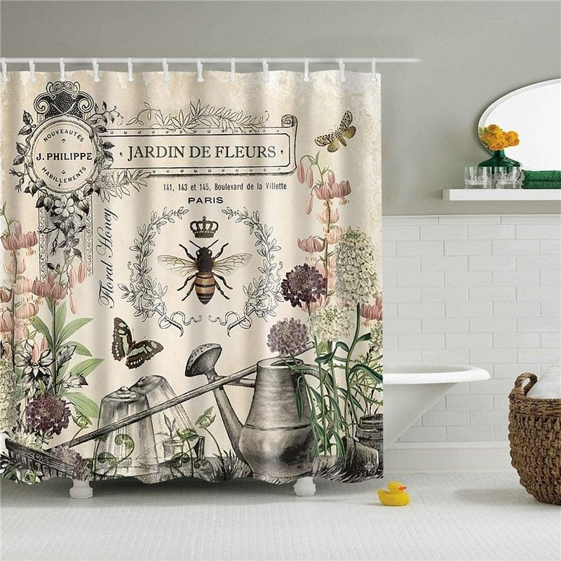 Green Eucalyptus Shower Curtain Waterproof Polyester Leaves Plant Floral Printed Bathroom Partition Decorative Curtain With Hook