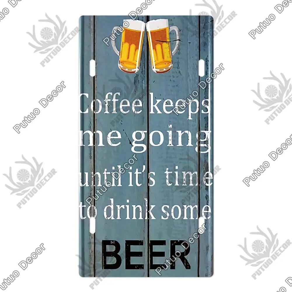 Placa de metal para coquetel Putuo Decor Placa de licença Placa de metal Placa de lata vintage Decoração para Pub Bar Sala de estar Porta Clube Decoração