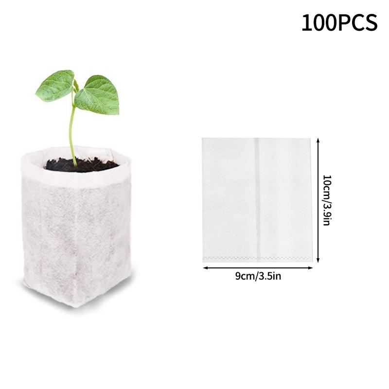 100pcs Nursery Bag Plant Seeding Grow Bags Degradable Garden Indoor Planting Bags Greenhouse Flower Pots Bags
