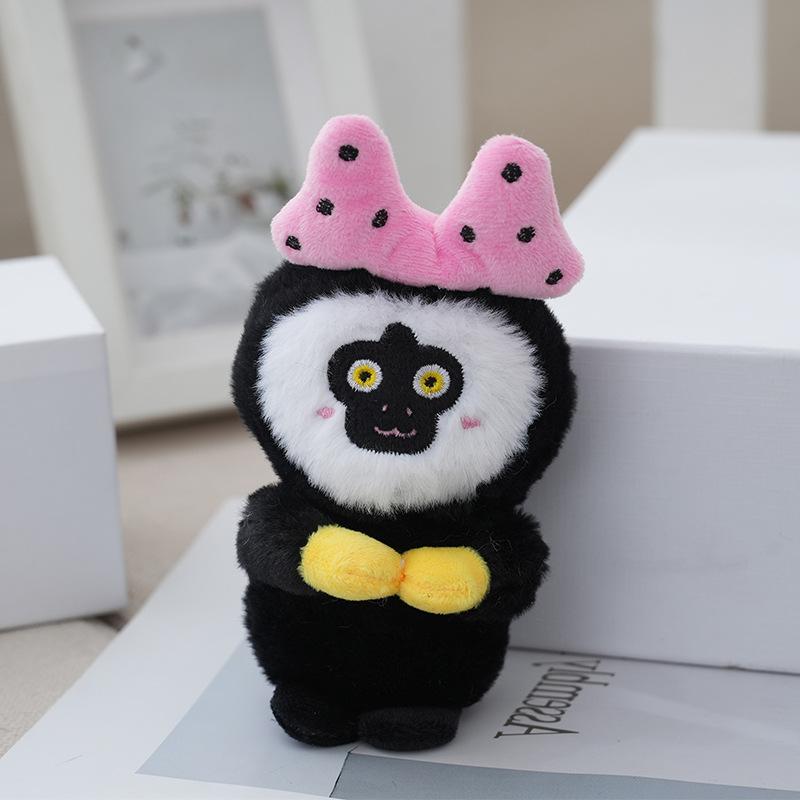 

Пушистая плюшевая игрушка Обезьянка Дуду Уникальный мультяшный стиль Мягкая кукла Идеально для детей Pink Bow