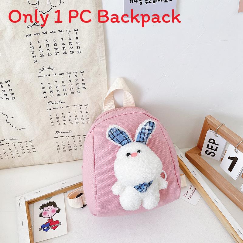 

Rabbit Pattern Plush Childrens Backpack Outdoor Cartoon Mini Storage Bag рожевий