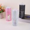 2 In 1 Diamond-Studded Storage Box Plastic Round Cotton Swab Storage Box with Lid Large Capacity Double-Layer Cotton Swab Holder