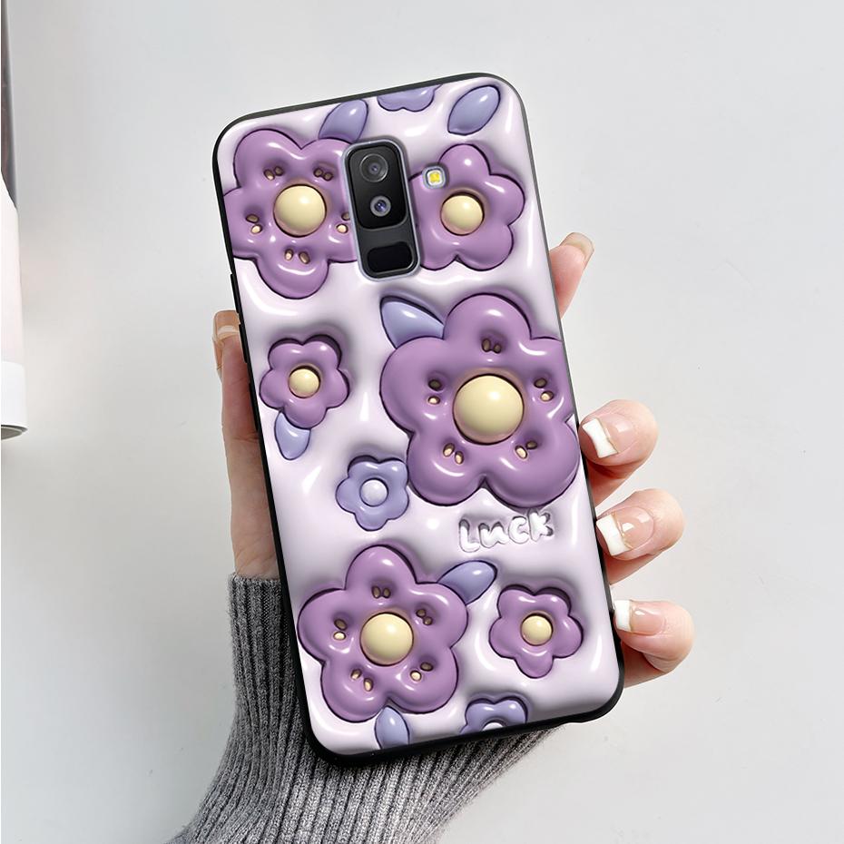 Painted Case For Samsung Galaxy A6 Plus Covers For Samsung A7 2018 A750 Cases For Samsung A9 2018 Cute Cartoon Protective Coques