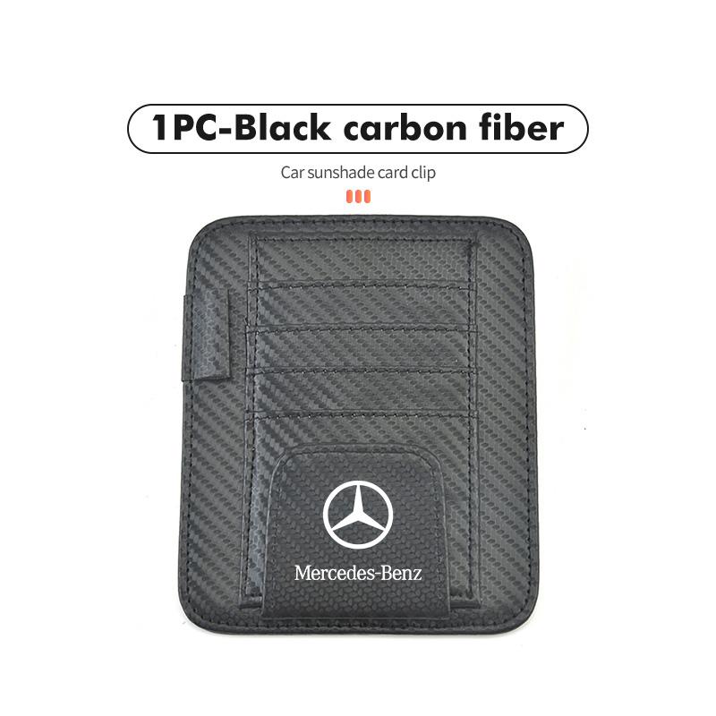 

For Benz Car Logo Sun Visor Storage Pocket IC Card Clip Glasses Holder Interior Accessories AMG Exclusive W204 W222 W205 W203