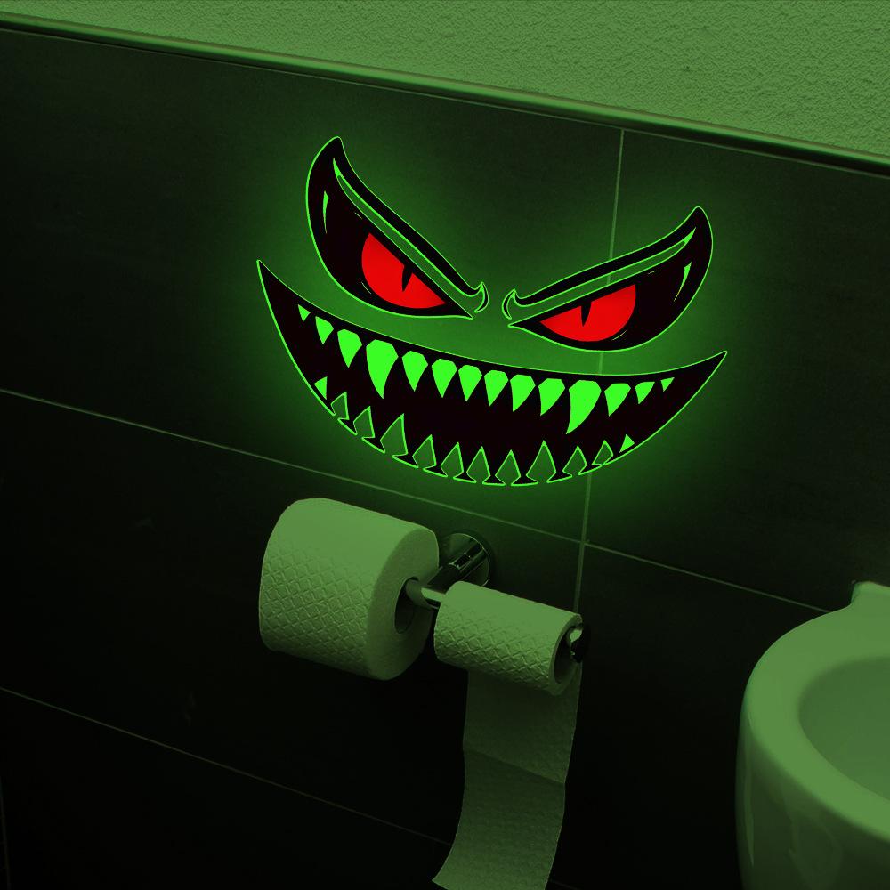 Halloween Demon Creepy Smiling Face Bedroom Living Room Wall Decoration with Glow-in-the-dark Stickers