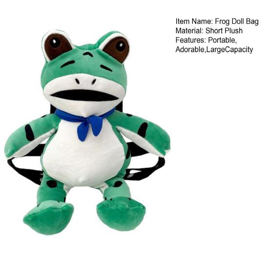 Lonely Frog Plush Backpack Cute Stuffed Animal Shoulder Bag with Adjustable Straps Valentine's Day Gift for Friends