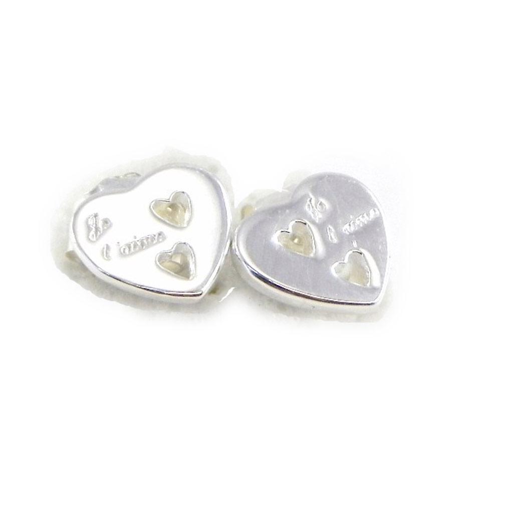 Les Trésors De Lily [D7289] - Silver Earrings 'I Love You'