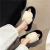 Rabbit fur cross thick bottom fluffy slippers increase height in autumn and winter household plush fluffy drag women wear women