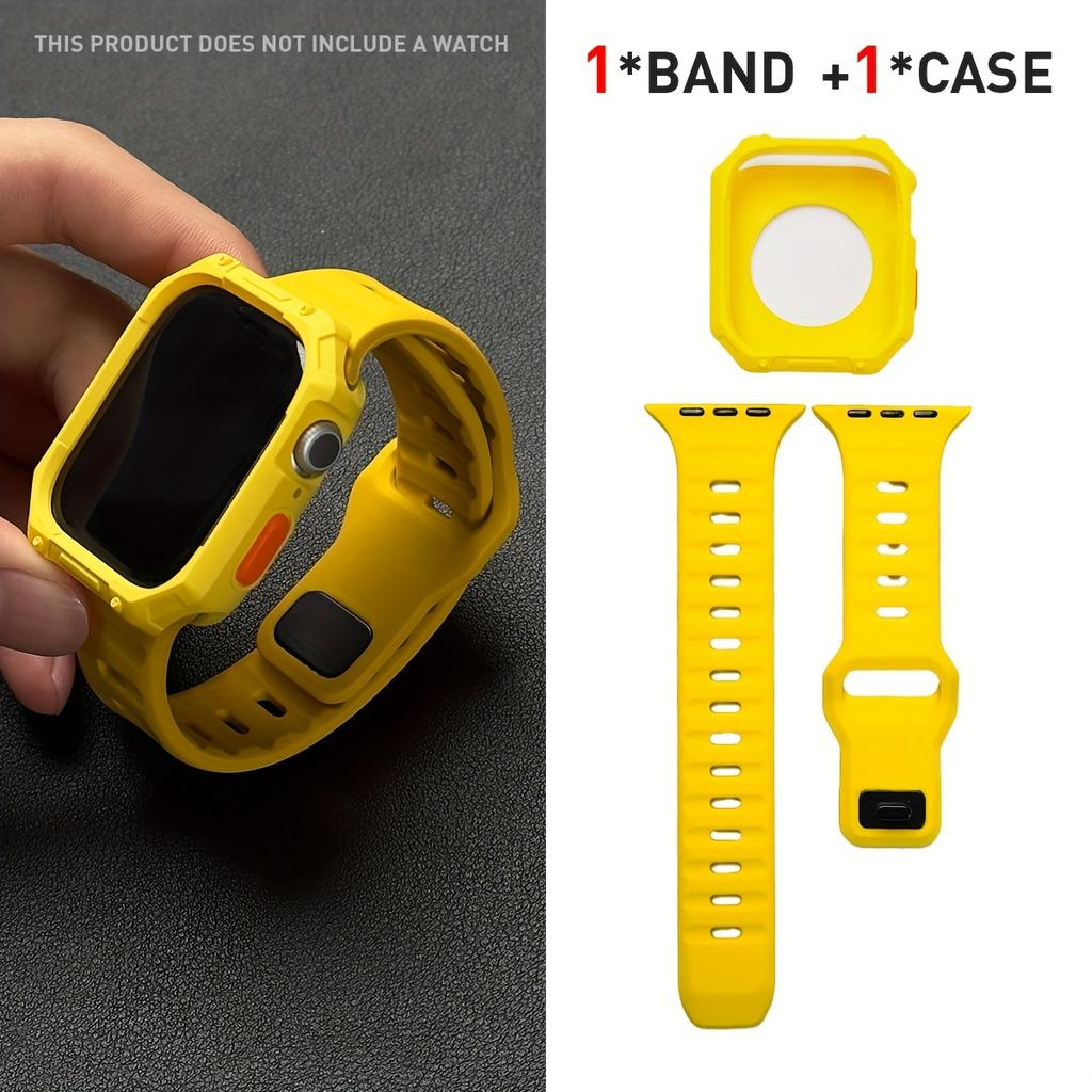 2pcs Adjustable Strap + Hollow Out TPU Shockproof Case For Apple Watch Ultra/SE/10-1 Soft Smartwatch Accessories
