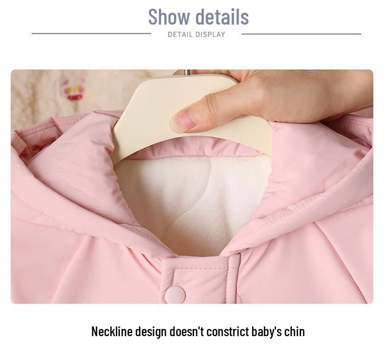 Thickened Winter Fleece-Lined Infant & Toddler Windbreaker Jumpsuit
