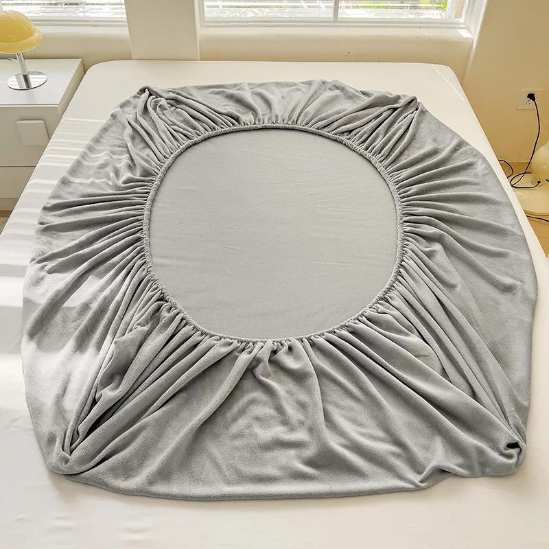 Elastischer Matratzenbezug Warmer Plüsch Spannbettlaken Samt Bettbezug Winter Warmer Bettbezug Matratzenschoner Milchsamt Laken