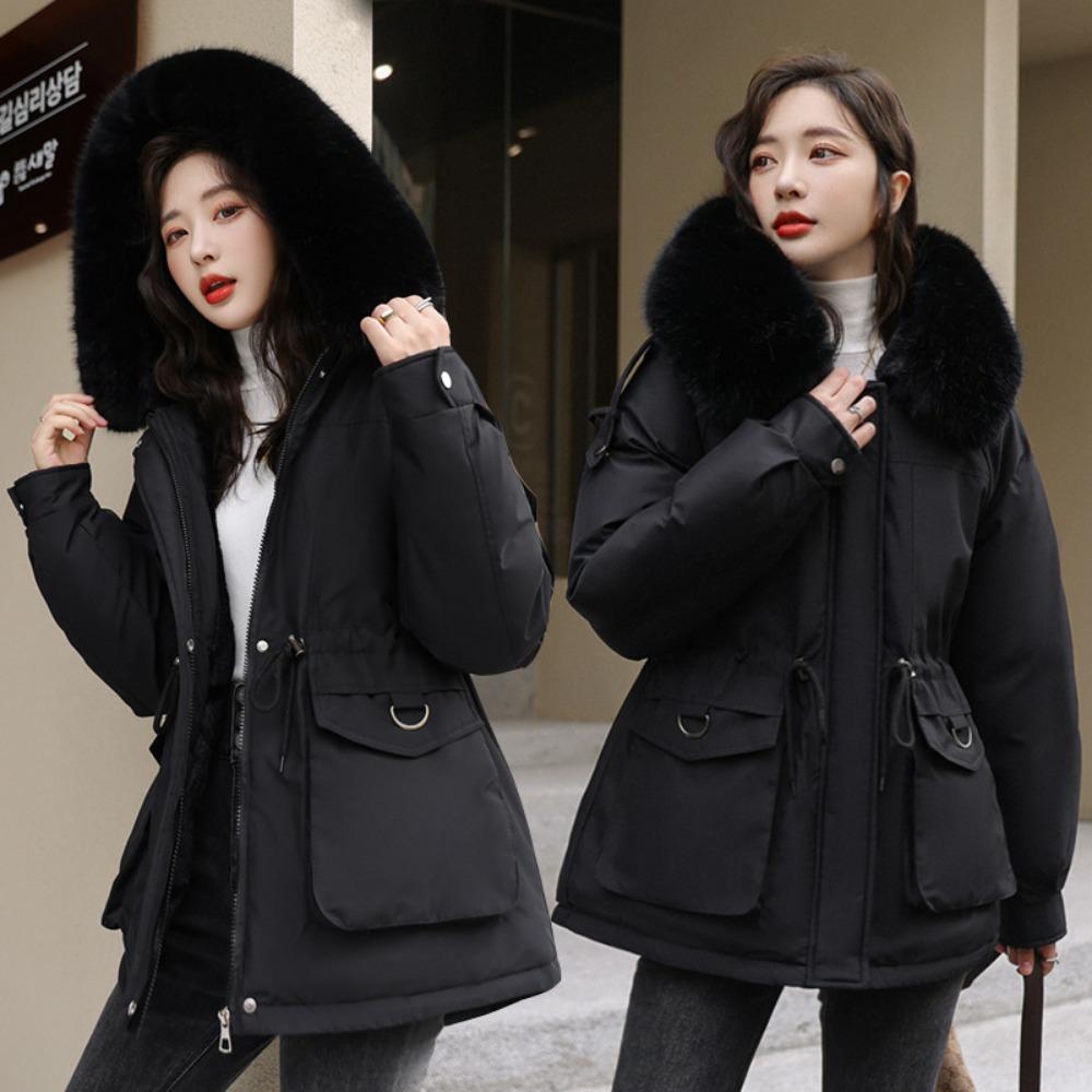 Winter New Down Cotton-padded Clothes Women's Medium and Long Cotton Clothes Small Korean Version Loose Big Fur Collar