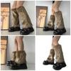 Fuzzy Faux Furs Leg Warmers Furs Heels Long Boots Cuffs Cover Has Elastic One Pair Carnivals Boot Cover Y2K JK Uniform