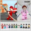 Lw007 Urban Professional Action Figure Small Particle Cartoon Blocks Toy Nurse Firefighter Police Racer Blocks