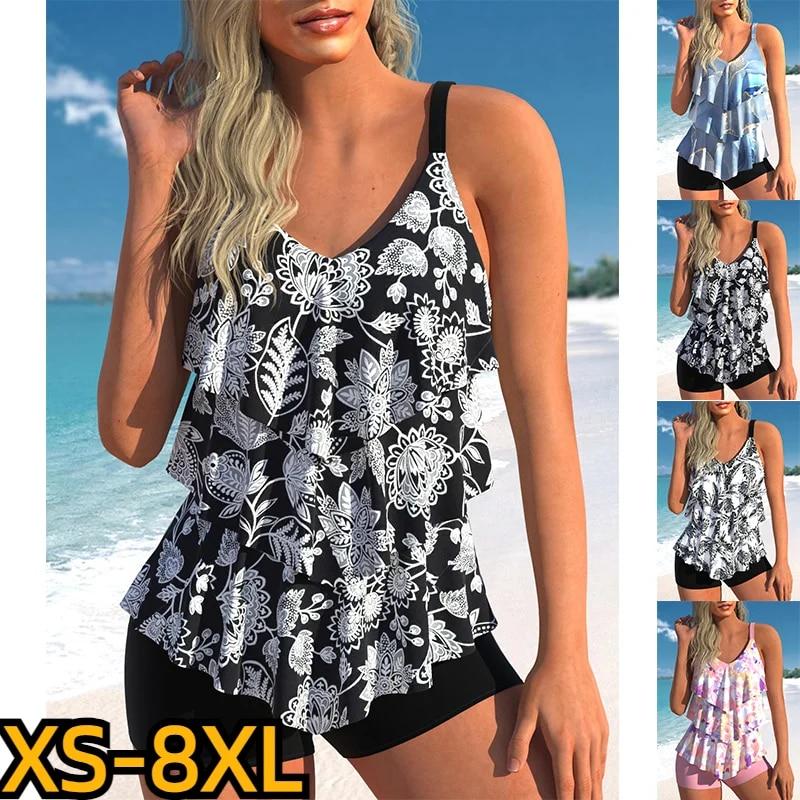 

2024 Новая мода пляжная одежда с принтом женские купальники женские модные купальники летние сексуальные монокини с высокой талией из двух частей танкини