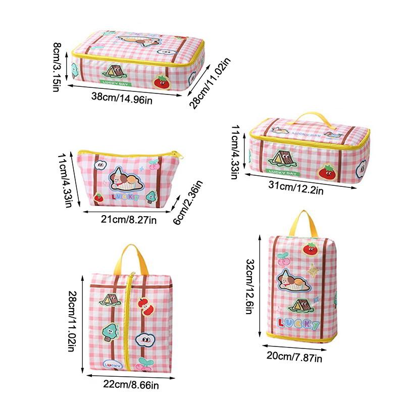 Cute Zippered Travel Storage Bag Large Capacity Waterproof For Clothes, Underwear, Suitcases Clothing Classification Storage Bag