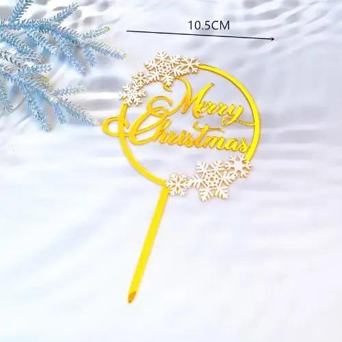 New Merry Christmas Cake Topper Baking Dessert Cake Insert Decor Cupcake Santa Claus Elk Snowman Party Decorations Cake Top