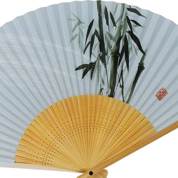 Kimono Bamboo Folding Paper White Bamboo Shojuan [Stylish Iroha] High-Quality Fan, Fan, Carving, Men's, 22cm,