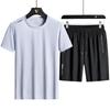 Men's Quick-Dry Ice Silk Sports Set - Lightweight, Breathable Summer Short-Sleeve Top and Casual Shorts