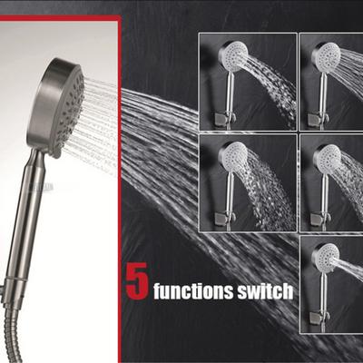 Bathroom Brushed Water-saving Hand Shower Head Stainless Steel 5 Function Hand-held Shower Head Bathroom Shower Accessories