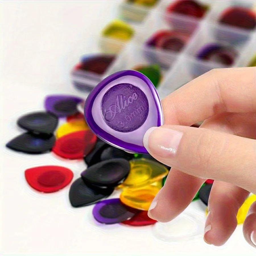 6 Stück 2,5 cm Bunte Transparente Gitarrenplektren 1/2/3 mm Dick Tropfenform-Plektrum mit Aufbewahrungsbox Akustische Elektrische Gitarre JXB