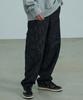 SEVENSELAH Semi-Wide Curved Zipper Cargo Denim Slub Black
