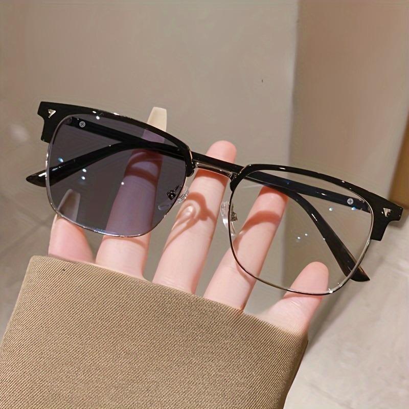 

1pcs Photochromic Anti Radiation Blue Light Eyeglasses Square Metal Frame Computer Glasses for Women Men Replaceable Lens