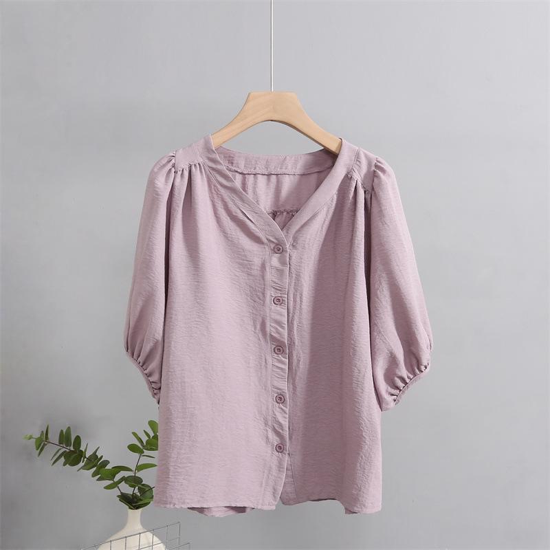 2025 Summer Women's Fashionable Loose V-Neck Short Sleeve Cardigan Top