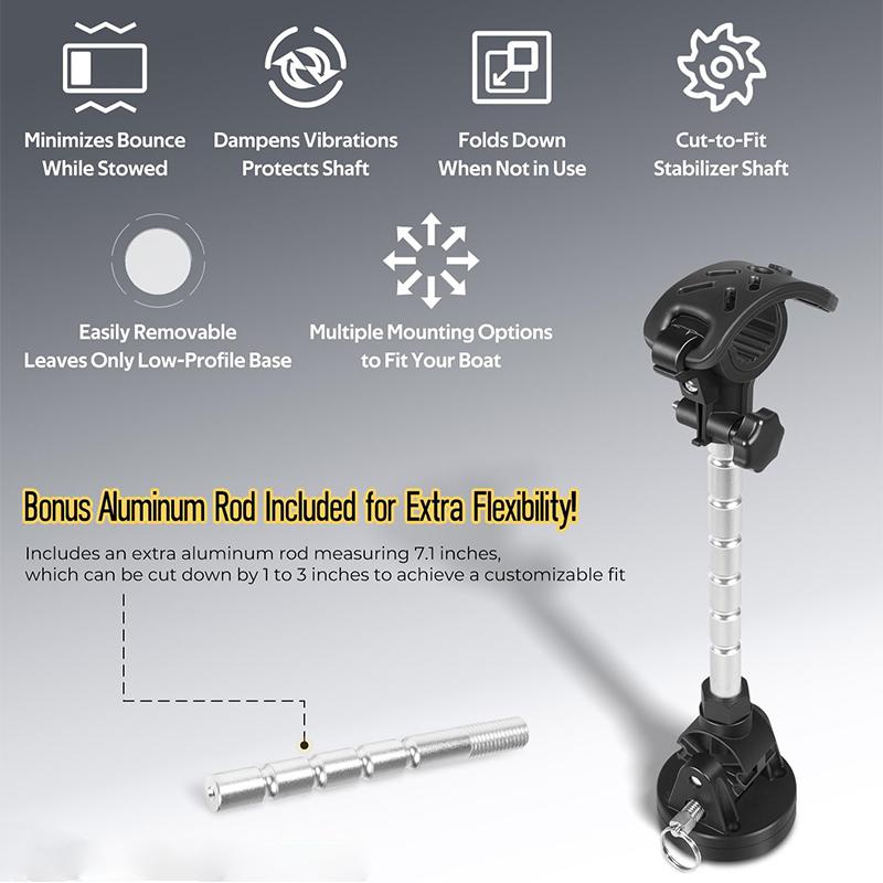 Electric Steer Trolling Motor Stabilizer Mount Support for Minn Kota Terrova, Riptide, Ulterra, PowerDrive Includes Extra Rod