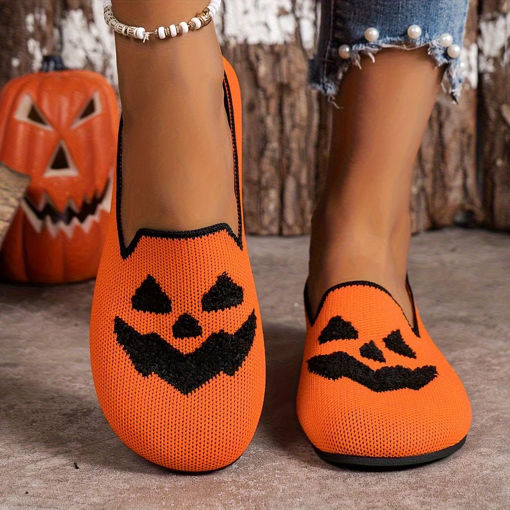 2025 New Women's Halloween Pumpkin Print Breathable Shoes