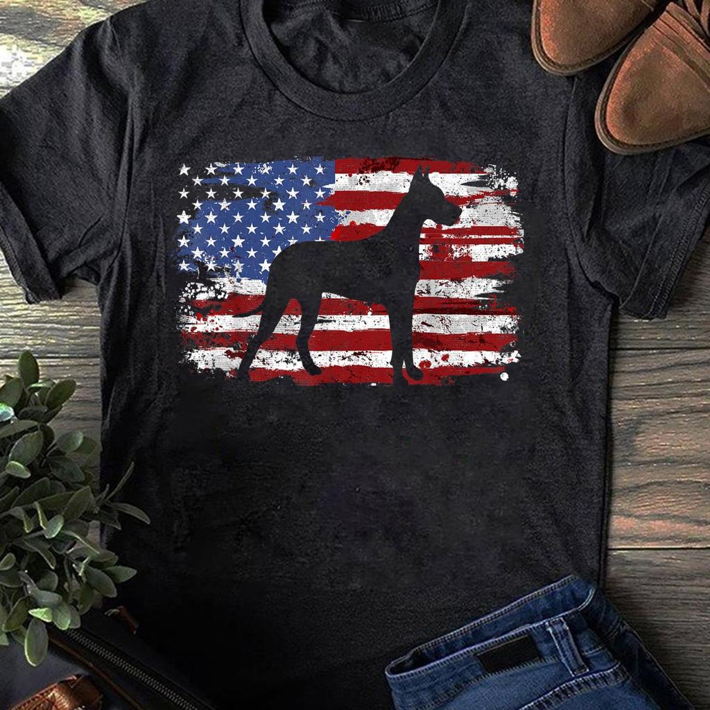 Great Dane Vintage American Flag T-Shirt - Funny Dog - Vintage Shirt - Father's Day Gift