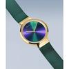 BERING Women's Quartz Watch, Green and Gold, Stainless Steel, Mesh Strap, Japan Exclusive, 19031-828, Officially Imported, 3-Year Warranty, Scratch-Re