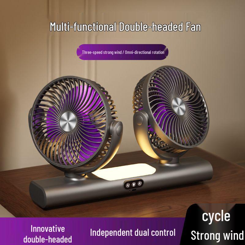 

2026 Dual-Head Hanging Desk Fan: USB Rechargeable with Digital Display - Ideal for Office, Student Dorms, and Gifts. Flagship Version