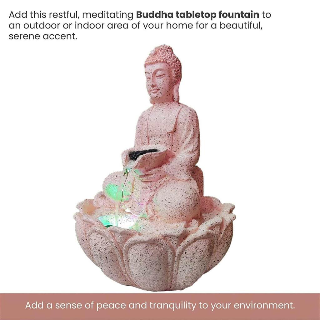 Rose Gold Buddha Statue Statues Water Fountain for Living Room Home Decor Good Luck Table Top Indoor Outdoor Gift