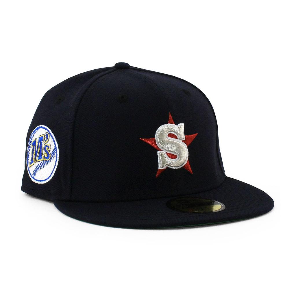 New Era Cap 59FIFTY Seattle Mariners MLB COOPERSTOWN KELLY GREEN BOTTOM FITTED CAP Navy SEATTLE MARINERS Cooperstown Hat 5950 Sz 7-38 [Used]