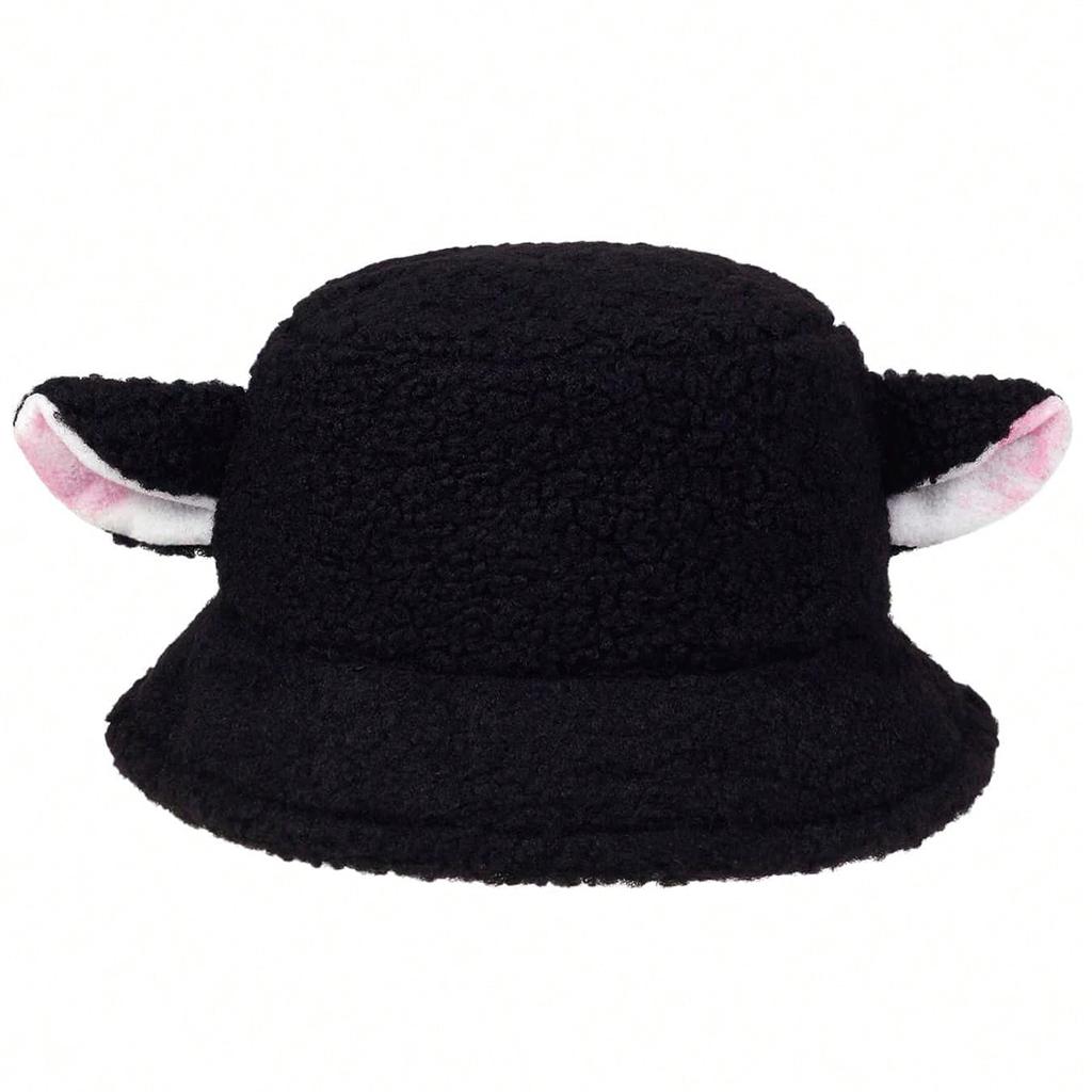 Niedlicher Schafsohr Plüsch Fischerhut Damen Mädchen Cosplay Lammwolle Mütze Herbst Winter Wärmer Kopfbedeckung Hüte Bucket Caps Dekoration