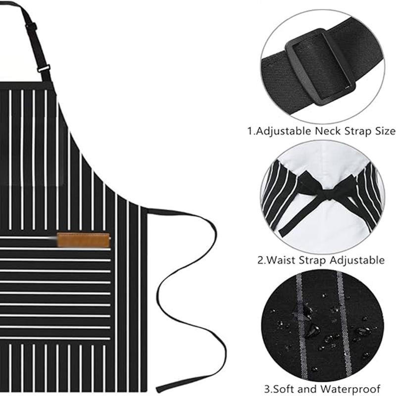 Kitchen Apron with Adjustable Webbing Adjustable Apron with Double Pocket Unisex Apron Kitchen Baking Nail Bib BBQ Work Apron