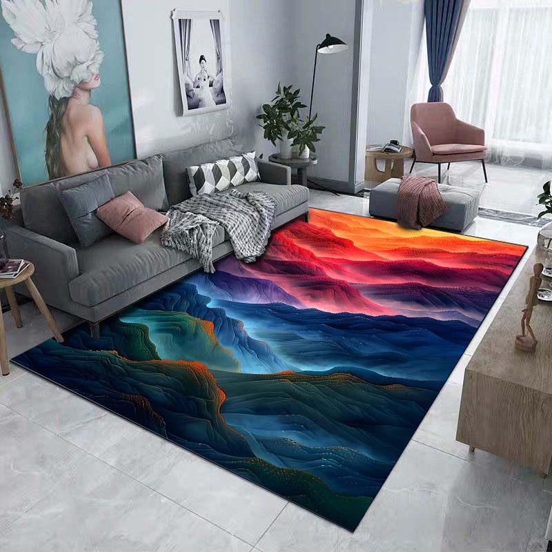 1PC Colorful Mountains Printed Carpet for Living Room Bedroom Bedside Bathroom Floor Mat Area Rugged Sofa Mat Home Decor