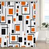 Green Shower Curtain Modern Black and White Abstract Geometric Stripe Rectangular Minimalist Art Aesthetic Bath Curtain