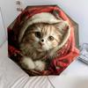 Christmas Cat Pattern, Automatic Folding Umbrella, Portable and Foldable Design, 8 Ribs, a Christmas or Birthday Gift.