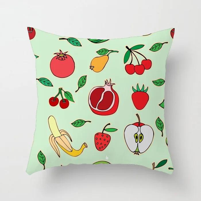 Fresh Summer Fruit Pineapple Watermelon Print Pillow Cover Office Chair Cushion Cover Fashionable Luxury Home Decoration