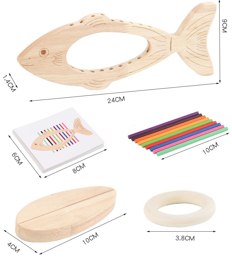 Montessori Color Matching Toy Wooden Fish Stick for Toddlers Color Sort Fine Training Game Puzzle Toy Early Education  Develop