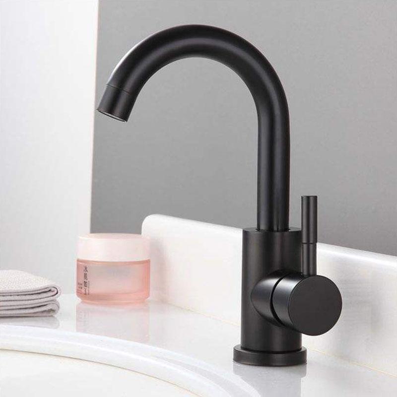 304 Stainless Steel Black/Brushed Gold Hot And Cold Water Mixer Tap Bathroom Basin Washing Table Rotating Basin Faucet Crane