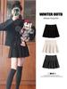 Deep Gray Women's A-line Pleated Wool Plaid Skirt - High Waist, Slim Fit, Short Girly Style for Autumn/Winter 2025.