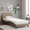 VidaXL Bed with Mattress Cappuccino 90x200 Cm Faux Leather, Bedroom Furniture, Single Bed, Curved Bed Frame, 3208341