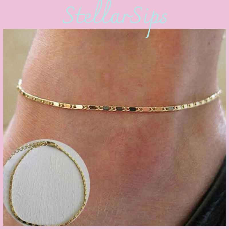 Simple Gold Women Plated Chain Anklet Ankle Bracelet Barefoot Beach Sandal
