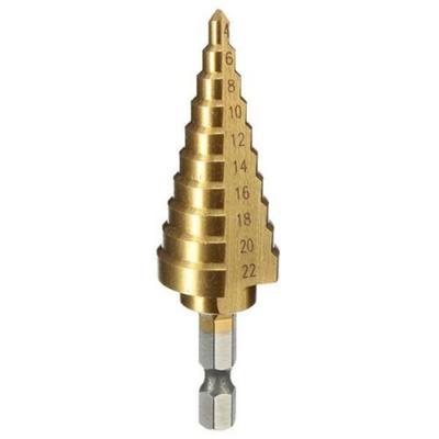 1 Stück Hochgeschwindigkeitsstahl Stufenkonusbohrer 4 22MM HSS Sechskantschaft Titan Stufenkonusbohrer zum Bohren von Löchern