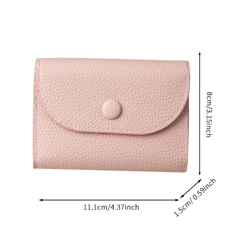 Lychee Pattern PU Leather Small Wallet & Card Holder with Coin Purse
