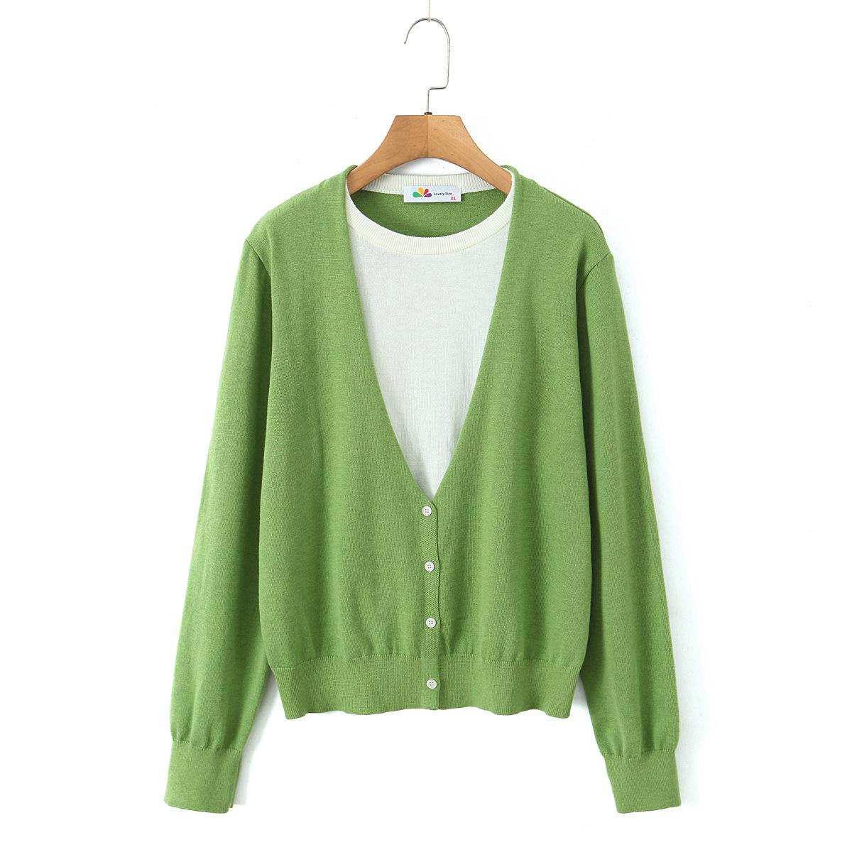 Plus Size Color Block Wool Knit Layered Two-Piece 3XL